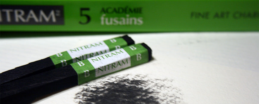 Nitram Académie Fusains B Soft – Lot De 5 Bâtonnets Carrés – Charbon Noir Riche Pour Dessin Artistique